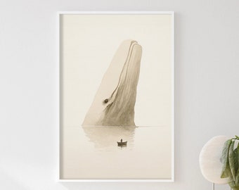 Jonah and the Whale Wall Art, Christian Wall Art, Spiritual Wall Art, Watercolor Scripture Art, Modern Biblical Wall Art, Religious Art