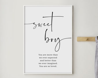 Sweet Boy Wall Art, Little Boy Gift, Baby Boy Nursery Wall Art, Childrens Room Decor, Baby Shower Gift, Above The Crib Sign, New Baby Gift