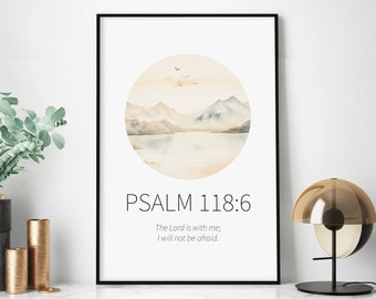 Psalm 118 Wall Art, Jesus Wall Art, Christian Wall Art, Spiritual Wall Art, Watercolor Wall Art, Bible Scripture Art, The Lord Is With Me