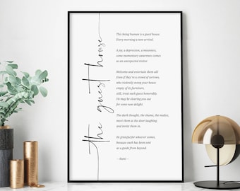 Rumi Poem Wall Art, The Guest House, Spiritual Quote Wall Art, Sufi Wall Art, Inspiring Poetry Art, Boho Bedroom Wall Art, Graduation Gift