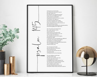 Psalm 145 Bible Scripture Wall Art, Printed Christian Wall Art, Spiritual Wall Art, Religious Wall Art, Jesus Art, Nursery Biblical Wall Art