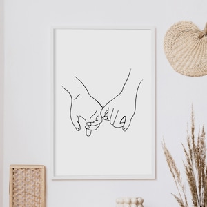 Couple Holding Hands Line Art Poster, Hands Line Art, Line Art Poster, Line Art Print, Black and White Print, Line Art Wall Art, Home Decor
