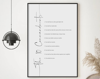 10 Commandments Bible Scripture Art, Printed Christian Wall Art, Spiritual Wall Art, Religious Wall Art, Jesus Art, Nursery Wall Art