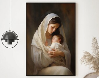 Mary Mother Of Jesus Wall Art, Christian Wall Art, Spiritual Wall Art, Watercolor Stella Maris Art, Modern Biblical Wall Art, Blessed Mother