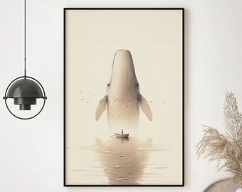 Jonah and the Whale Wall Art, Christian Wall Art, Spiritual Wall Art, Watercolor Scripture Art, Modern Biblical Wall Art, Religious Art