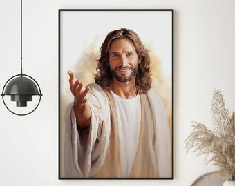 Jesus Wall Art, Christian Wall Art, Spiritual Wall Art, Watercolor Christ Art, Modern Biblical Art, Come Follow Me, Engraved on His Hands