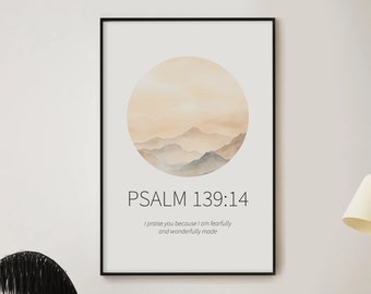 Psalm 139 Wall Art, Jesus Wall Art, Christian Wall Art, Spiritual Wall Art, Watercolor Scripture Art, Fearfully And Wonderfully Made