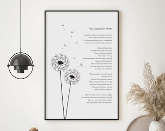 The Dandelion Poem, Official Flower, Military Child, Military Decor, Military Wife Gift, Retirement Memorial Poem, Military Homecoming