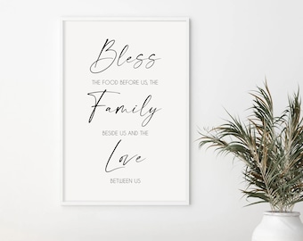 Bless The Food Before Us Sign, Dining Room Signs, Dining Room Wall Decor, Kitchen Signs, Bless The Food Sign Poster, Bible verse wall art
