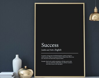Inspirational Home Office Decor, Success Definition Print, Work From Home Sign, Motivational Quote, Work From Home Art, Dictionary Wall Art