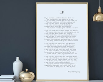 IF Poem by Rudyard Kipling Art Print, If Poem Poster, If Poem Print, If Poem Wall Art, Inspirational Quote, Motivational Graduation Gift