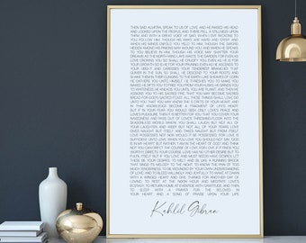 On Love Poem by Kahlil Gibran Quote The Prophet, Home Decor Wall Art, Inspiring Words, Valentines Love Quotes, Gift For Him, Gift For Her