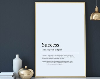 Inspirational Home Office Decor, Success Definition Print, Work From Home Sign, Motivational Quote, Work From Home Art, Dictionary Wall Art