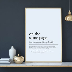 Funny Home Office Decor, On The Same Page Home Office Art Gift, Work From Home, Definition gift Sign, Work From Home Art, Dictionary Poster
