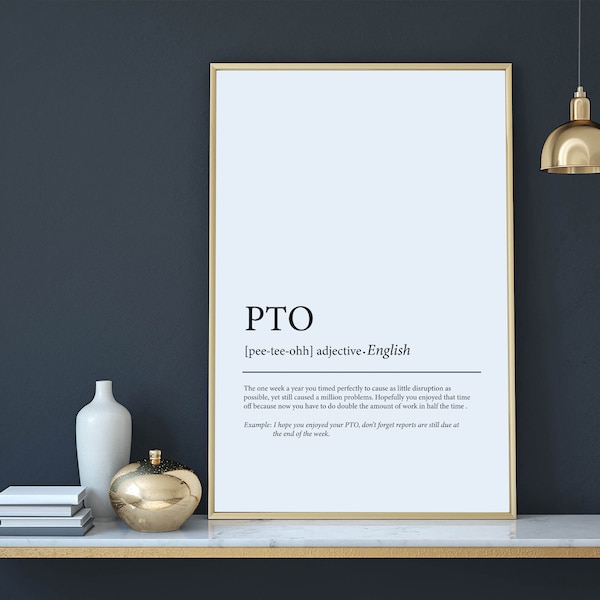 Decoración divertida para la oficina en casa, regalo artístico para la oficina en casa de la PTO, trabajo desde casa, letrero de regalo con definición, arte para trabajar desde casa, póster con diccionario de oficina
