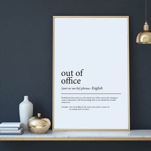 Funny Home Office Decor, Out Of Office Home Office Art Gift, Work From Home, Definition gift Sign, Work From Home Art, Dictionary Poster
