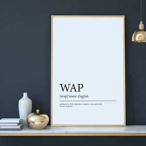 WAP-definitieprint, WAP-kunstprint, grappig interieur, slaapzaalcadeau, WAP-muurkunst, WAP-poster, woordenboekkunst, typografie cadeaubord