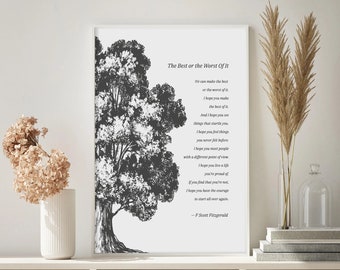 F Scott Fitzgerald Framed Art, Make The Best Of It Inspiring Words , Home Decor Quotes, Motivational Typography Art, Literary Wall Art Print