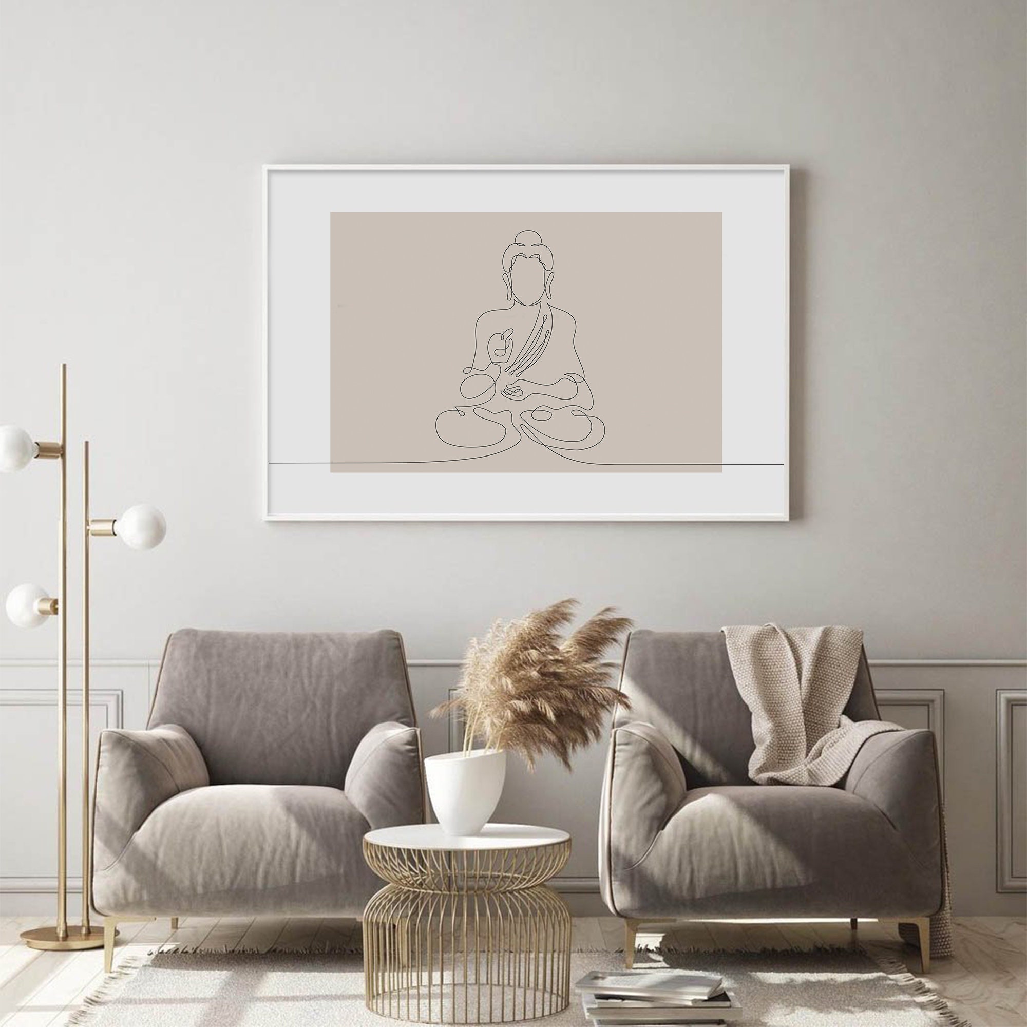 Buddha Line Art Yoga Boho Art Print Zen Buddha Wall Art | Etsy