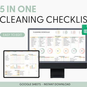 Home Cleaning Spreadsheet Template, Cleaning Planner, Chore Chart, House Cleaning Checklist For Google Sheets, Cleaning Schedule Spreadsheet