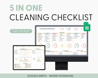 Home Cleaning Spreadsheet Template, Cleaning Planner, Chore Chart, House Cleaning Checklist For Google Sheets, Cleaning Schedule Spreadsheet