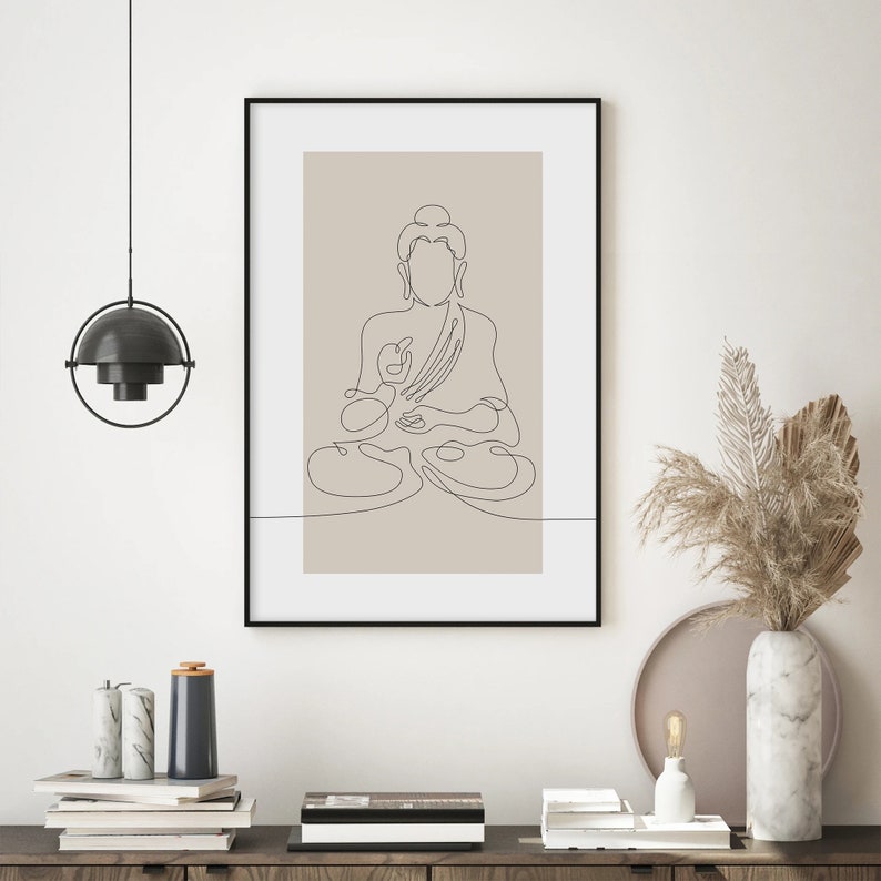 Buddha Line Art, Yoga Boho Art Print, Zen Buddha Wall Art, Zen Decor ...