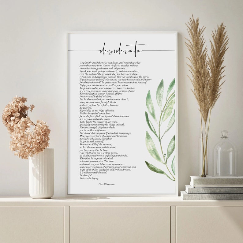 Desiderata Max Ehrmann Print, Literature Print, Inspirational poetry, Inspiring Words, Motivational Typography Quotes, Wall Art Print image 7