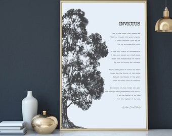 Poema Invictus, William Ernest Henley, Citação Inspiradora, Citação Motivacional, Impressão Invictus, Impressão Literária, Tipografia Presente de Formatura