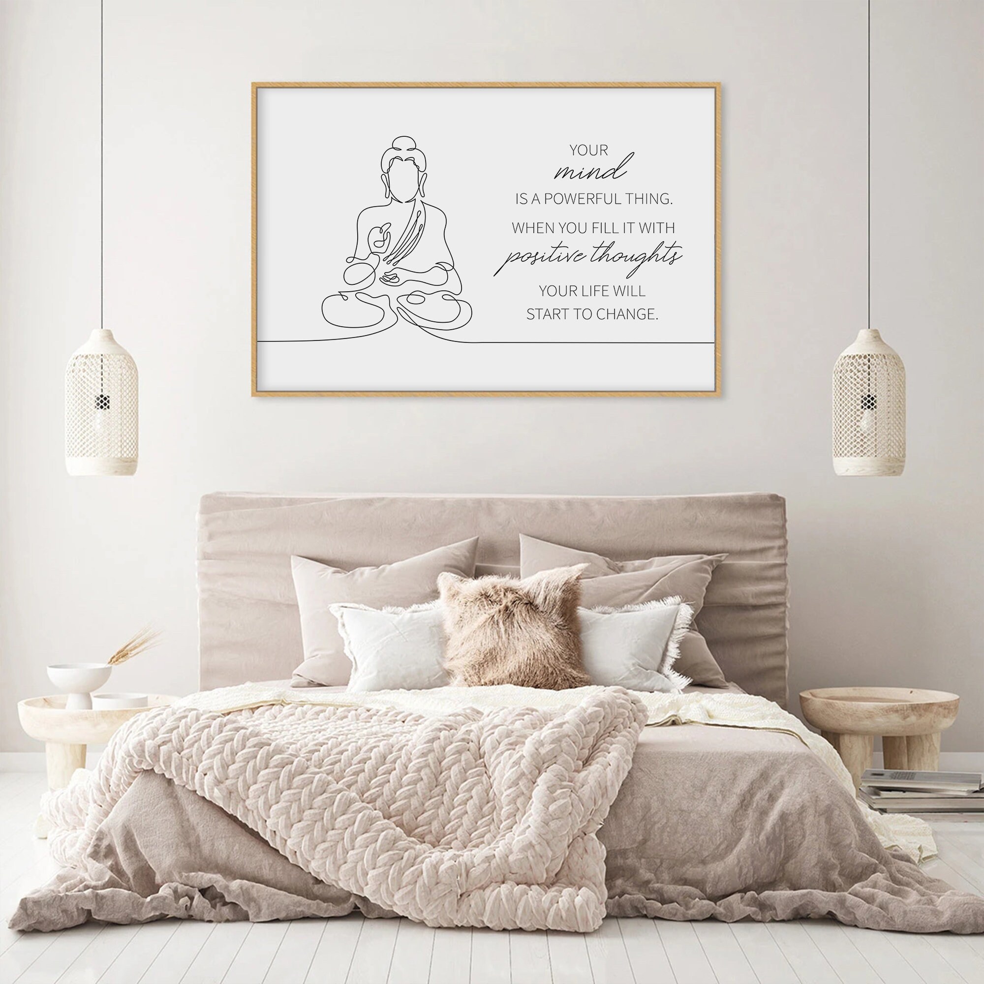 Buddha Line Art Yoga Boho Art Print Zen Buddha Wall Art | Etsy