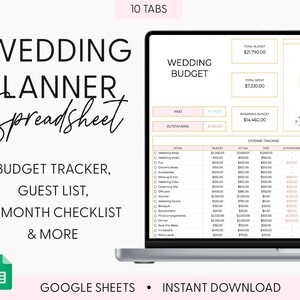 All in One Wedding Planner Spreadsheet, Digital Wedding Planning, Wedding Budget Worksheet, Wedding Checklist, Guest List Google Sheets