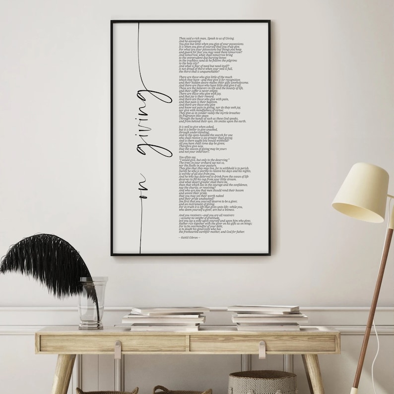 On Giving Poem by Kahlil Gibran Quote the Prophet, Home