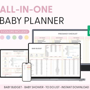 All in One Pregnancy Planner Spreadsheet, Digital Baby Planning, Baby Budget Worksheet, Baby Shower Planner, Pregnancy Gift, Google Sheets