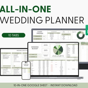 All in One Wedding Planner Spreadsheet, Digital Wedding Planning, Wedding Budget Worksheet, Wedding Checklist, Guest List Google Sheets