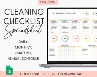 Home Cleaning Spreadsheet Template, Cleaning Planner, Chore Chart, House Cleaning Checklist For Google Sheets, Cleaning Schedule Spreadsheet