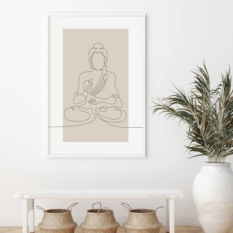 Buddha Line Art, Yoga Boho Art Print, Zen Buddha Wall Art, Zen Decor ...