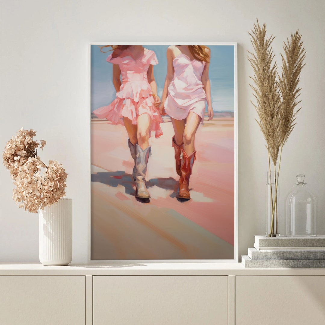 Pink Cowgirl Wall Art, Southwest Wall Art, Pink Cowgirl Boots, Framed ...
