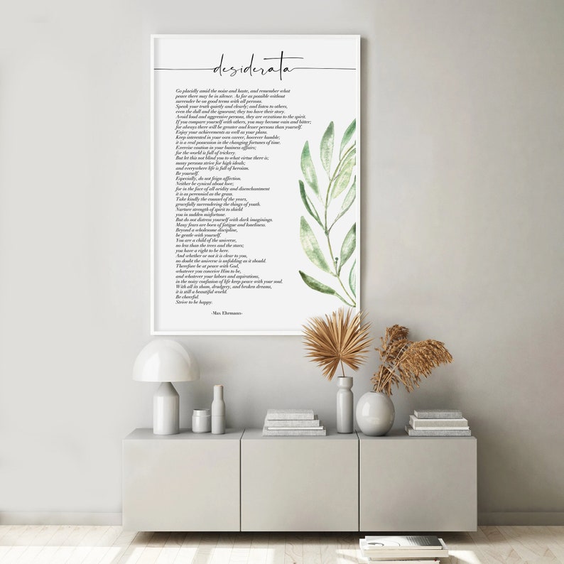 Desiderata Max Ehrmann Print, Literature Print, Inspirational poetry, Inspiring Words, Motivational Typography Quotes, Wall Art Print image 5