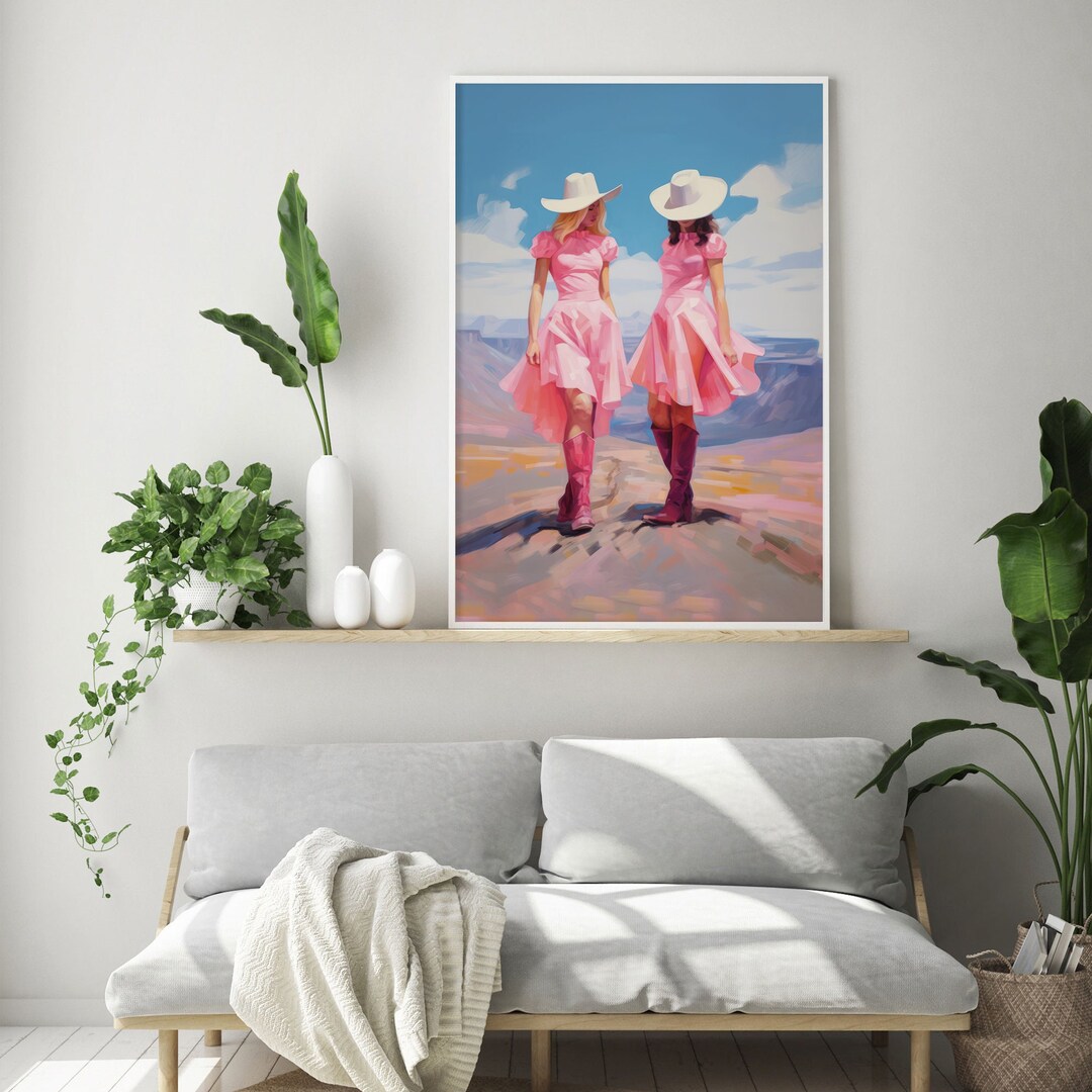 Pink Cowgirl Wall Art, Southwest Wall Art, Pink Cowgirl Boots, Framed ...