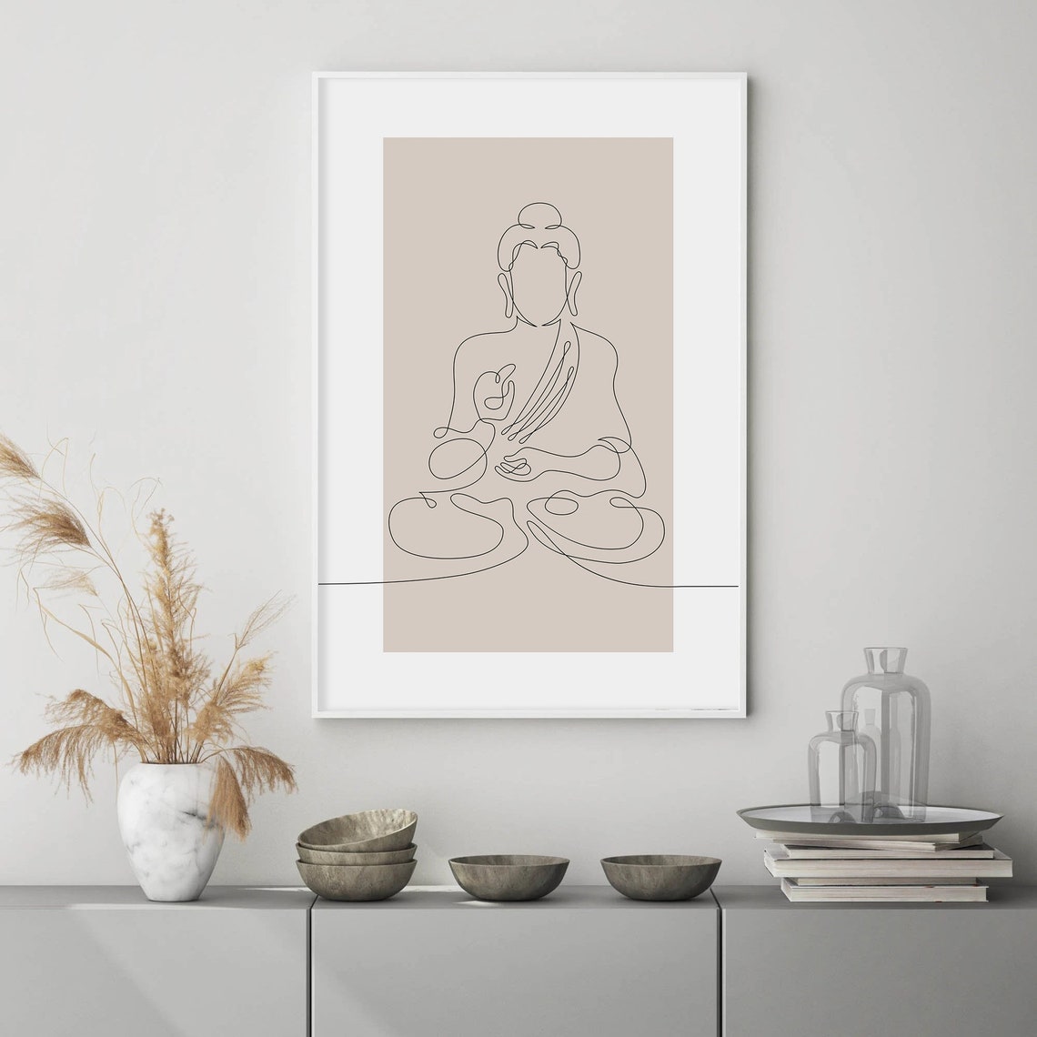 Buddha Line Art, Yoga Boho Art Print, Zen Buddha Wall Art, Zen Decor ...