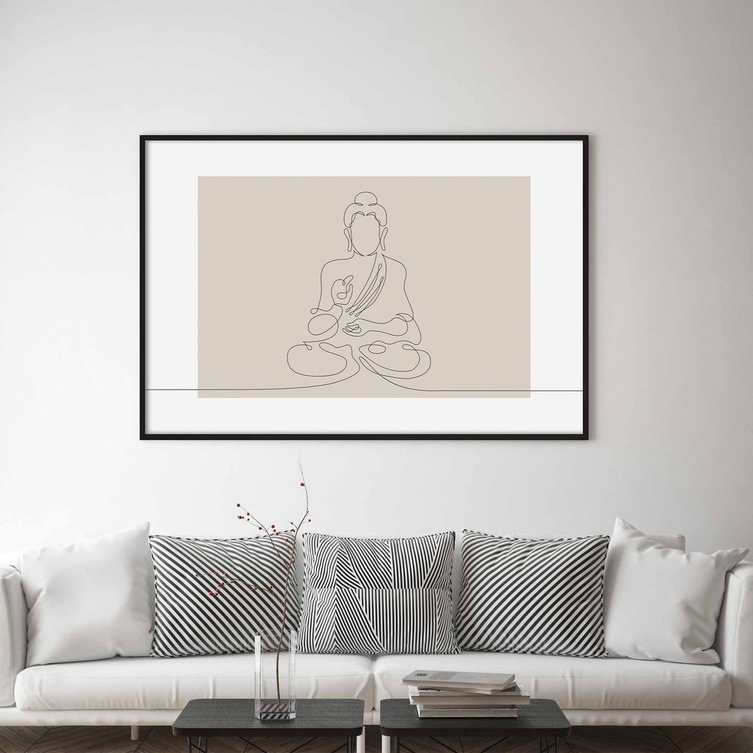 Buddha Line Art, Yoga Boho Art Print, Zen Buddha Wall Art, Yogi Decor ...