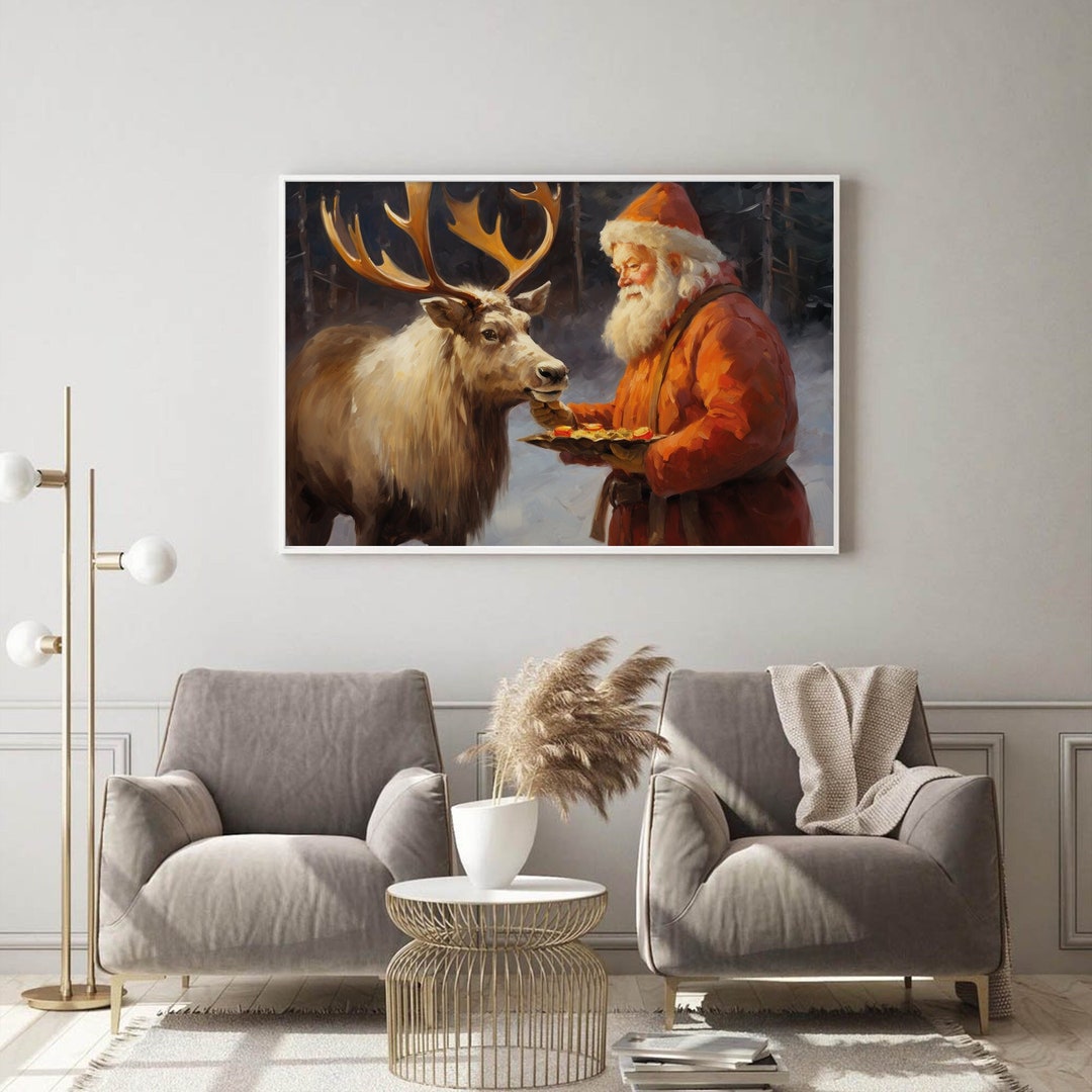 Christmas Reindeer Wall Art, Holiday Wall Art, Winter Wall Decor ...