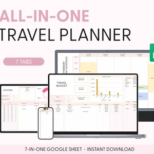 Travel Spreadsheet Template, Group Travel Planner, Travel Itinerary Template, Travel Packing List, Vacation Planner, family Holiday Planner
