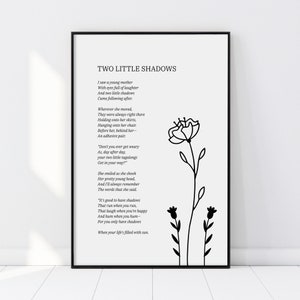 Two Little Shadows Poem Wall Art, Framed Motherhood Art, Minimalist Mothers Day Art, Poetry Art Print, Kids Room Wall Art, Nursery Wall Art image 4