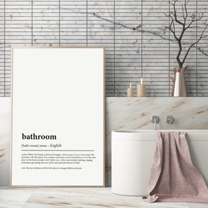 Stampa definizione bagno, arte murale divertente per bagno, stampa bagno ospiti, arredamento bagno, stampa bagno, cartello definizione, poster dizionario