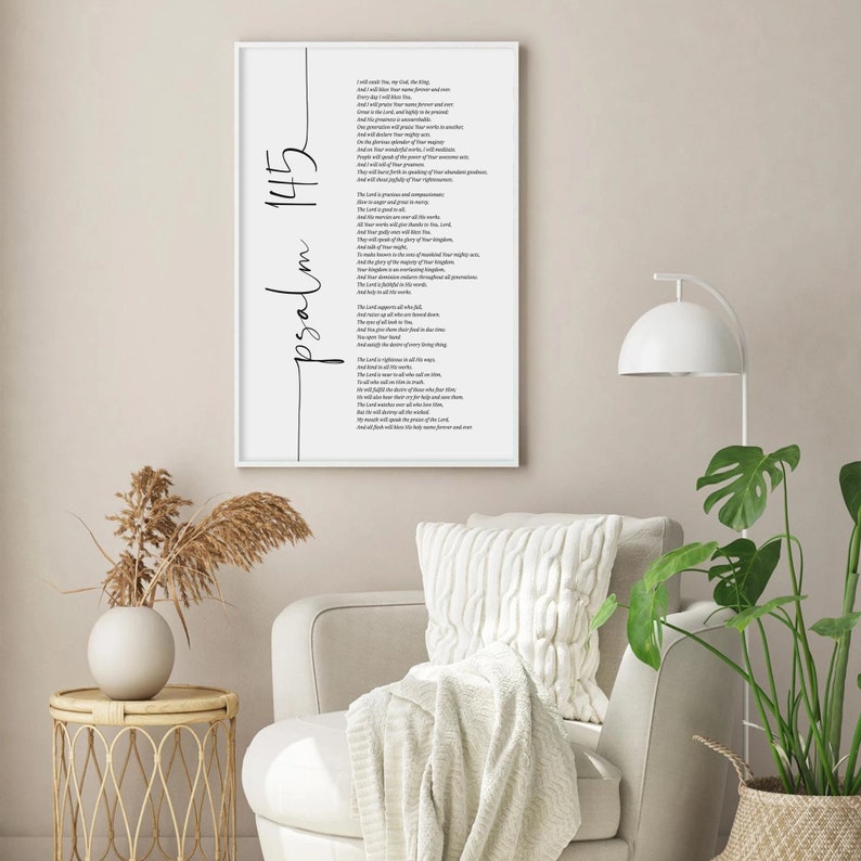 Psalm 145 Bible Scripture Wall Art, Printed Christian Wall Art ...