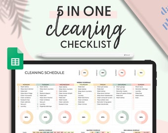 Home Cleaning Spreadsheet Template, Cleaning Planner, Chore Chart, House Cleaning Checklist For Google Sheets, Cleaning Schedule Spreadsheet