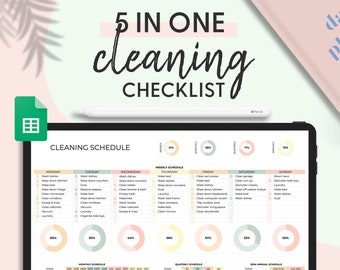 Home Cleaning Spreadsheet Template, Cleaning Planner, Chore Chart, House Cleaning Checklist For Google Sheets, Cleaning Schedule Spreadsheet