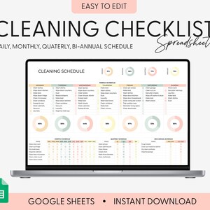 Home Cleaning Spreadsheet Template, Cleaning Planner, Chore Chart, House Cleaning Checklist For Google Sheets, Cleaning Schedule Spreadsheet