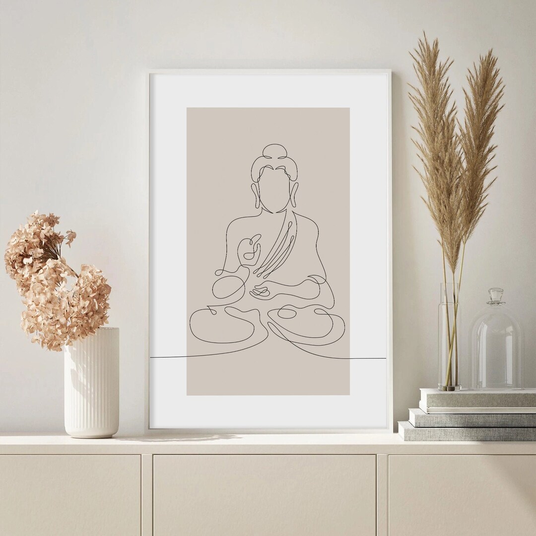Buddha Line Art, Yoga Boho Art Print, Zen Buddha Wall Art, Zen Decor ...