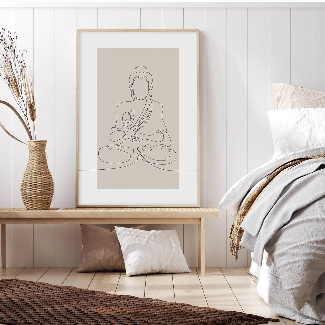 Buddha Line Art, Yoga Boho Art Print, Zen Buddha Wall Art, Zen Decor ...